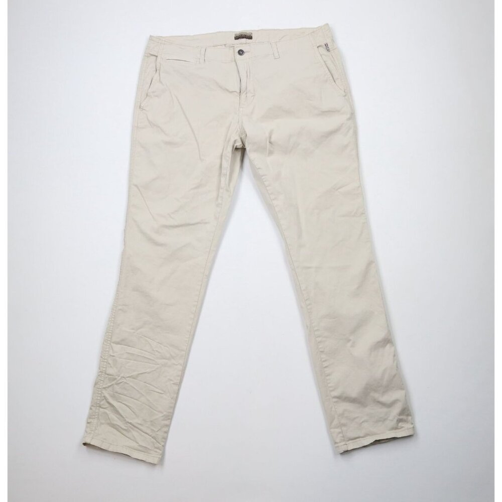 Napapijri Geographic Mens 40x34 Stretch Outdoor Hiking Trail Chino Pants Beige
